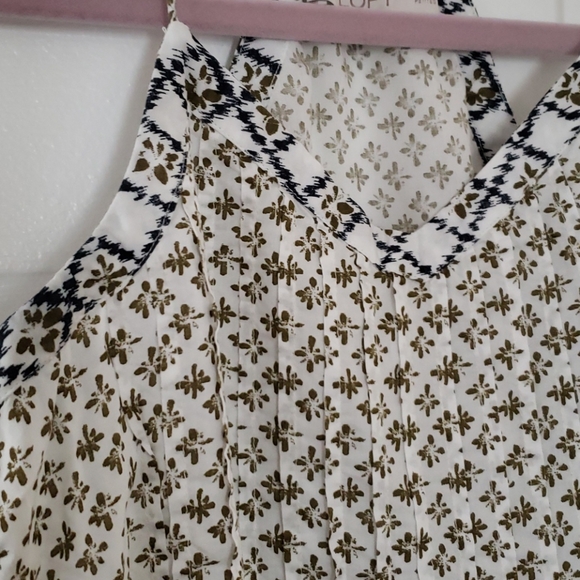 LOFT White Pleated Halter Tank Top sz XS - Picture 2 of 2